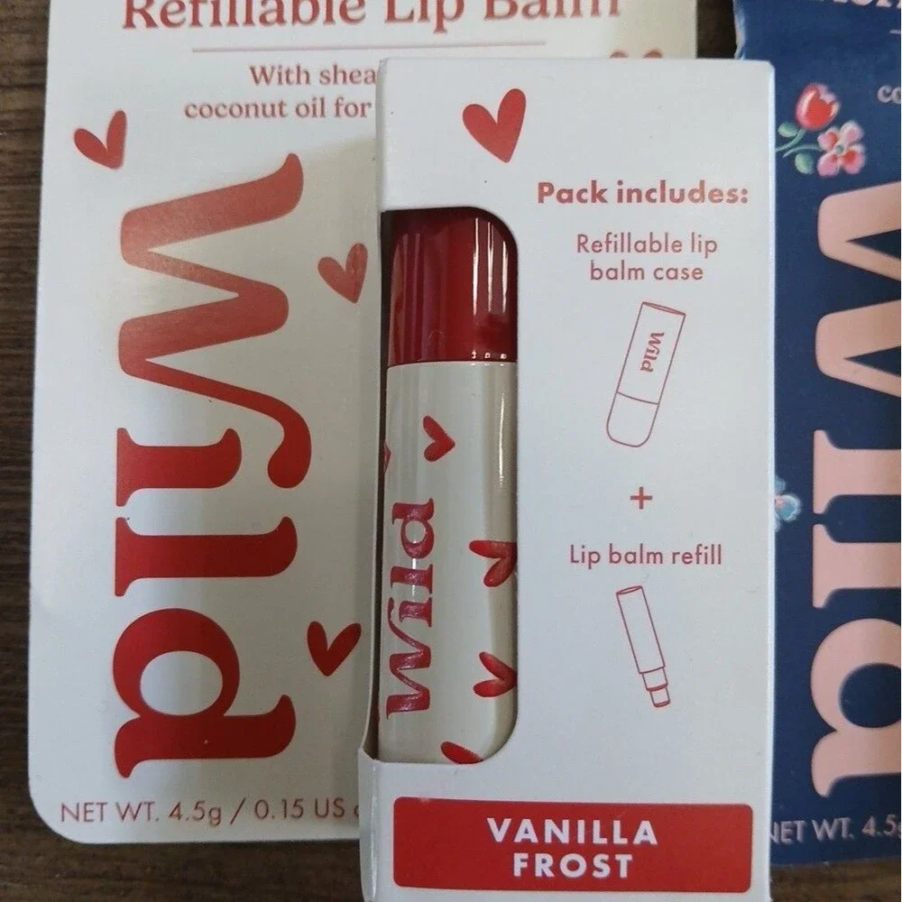 Lot of 2 Wild Refillable Lip Balm Cases & Refills Cath Kidston Hearts NIB